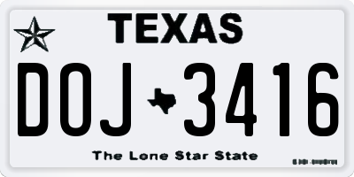 TX license plate DOJ3416