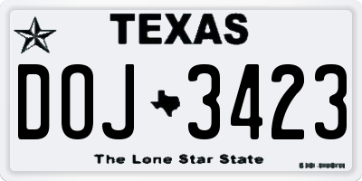 TX license plate DOJ3423