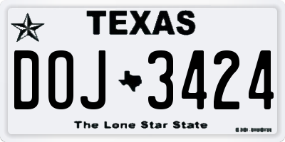 TX license plate DOJ3424