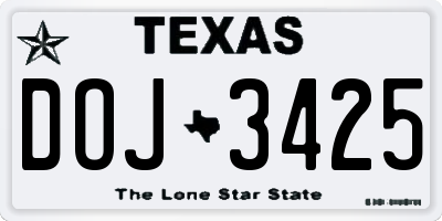 TX license plate DOJ3425