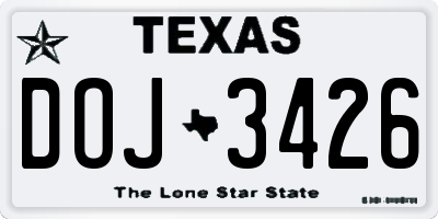 TX license plate DOJ3426