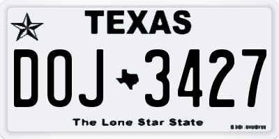 TX license plate DOJ3427