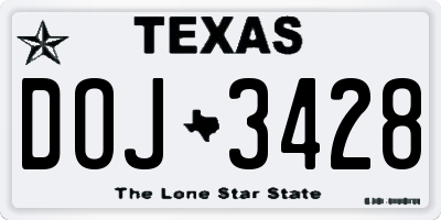 TX license plate DOJ3428