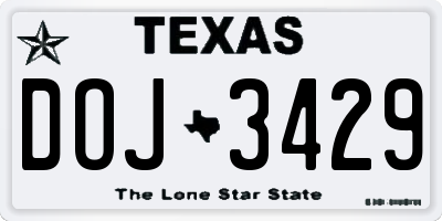TX license plate DOJ3429