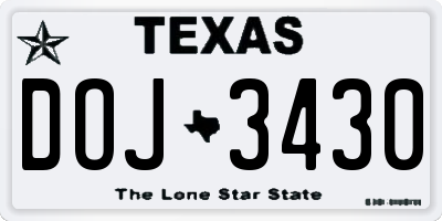 TX license plate DOJ3430