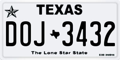 TX license plate DOJ3432