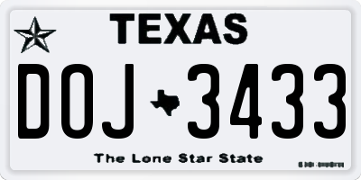 TX license plate DOJ3433