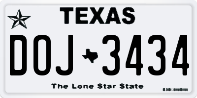 TX license plate DOJ3434