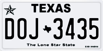 TX license plate DOJ3435