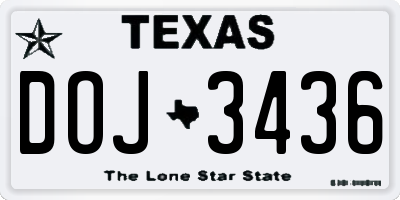 TX license plate DOJ3436