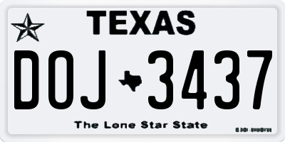 TX license plate DOJ3437