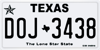 TX license plate DOJ3438