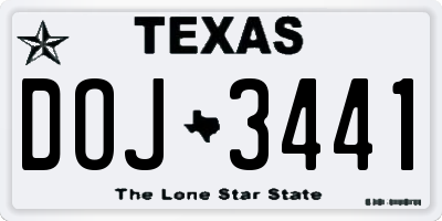 TX license plate DOJ3441