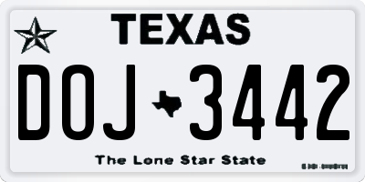 TX license plate DOJ3442