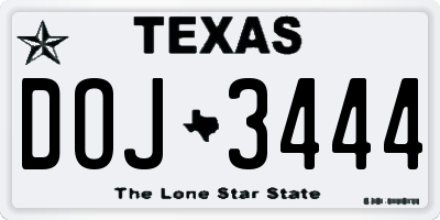 TX license plate DOJ3444