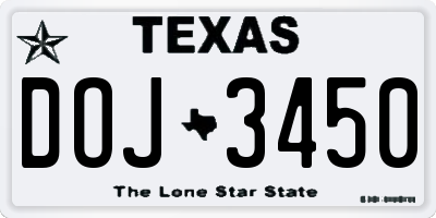 TX license plate DOJ3450