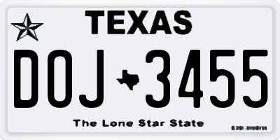 TX license plate DOJ3455