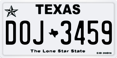TX license plate DOJ3459