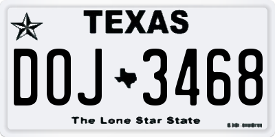 TX license plate DOJ3468