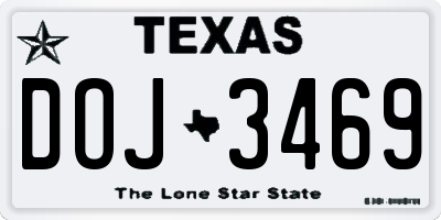 TX license plate DOJ3469