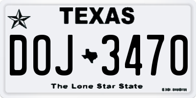 TX license plate DOJ3470
