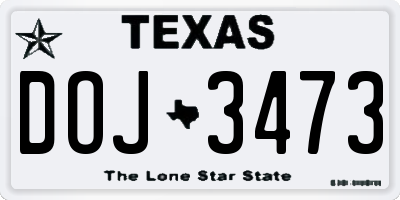 TX license plate DOJ3473