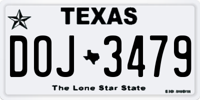 TX license plate DOJ3479