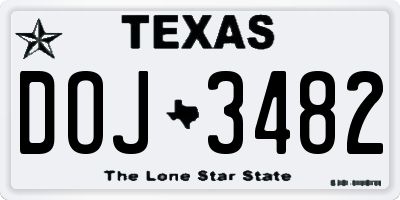 TX license plate DOJ3482