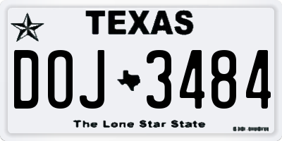 TX license plate DOJ3484