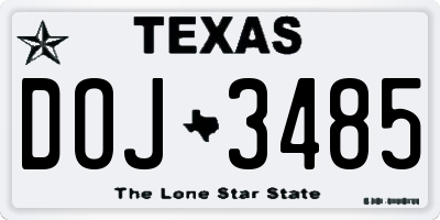 TX license plate DOJ3485