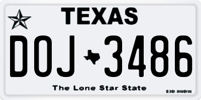 TX license plate DOJ3486