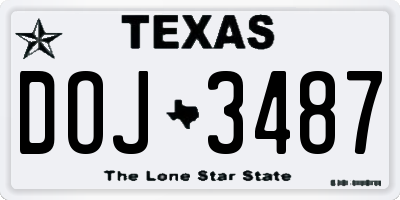 TX license plate DOJ3487