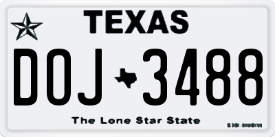 TX license plate DOJ3488