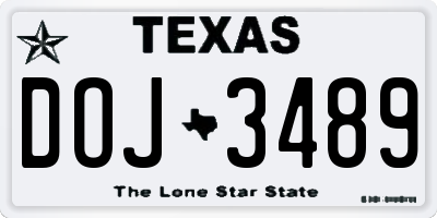 TX license plate DOJ3489