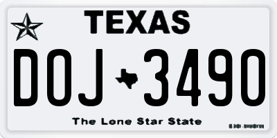 TX license plate DOJ3490