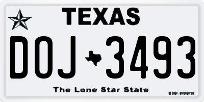 TX license plate DOJ3493