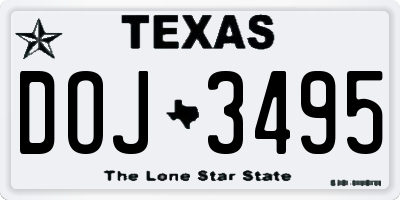 TX license plate DOJ3495
