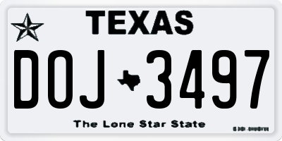 TX license plate DOJ3497