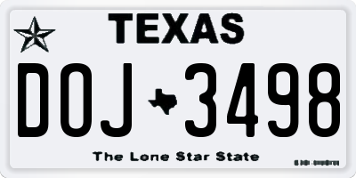 TX license plate DOJ3498