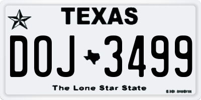 TX license plate DOJ3499