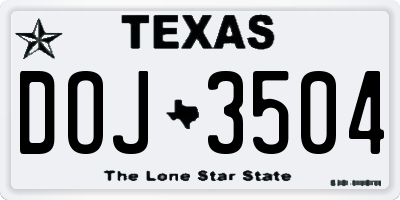 TX license plate DOJ3504