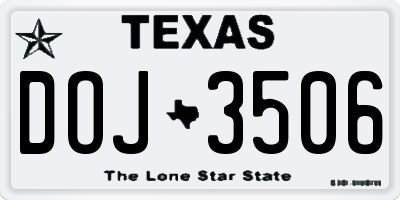 TX license plate DOJ3506