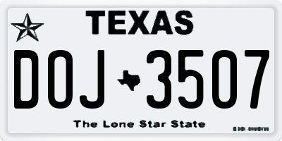 TX license plate DOJ3507
