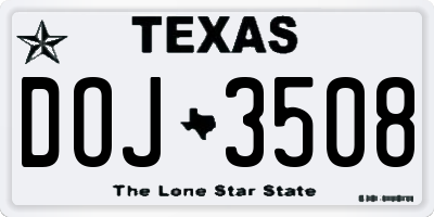 TX license plate DOJ3508
