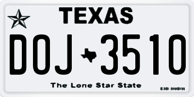 TX license plate DOJ3510