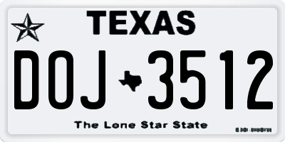 TX license plate DOJ3512