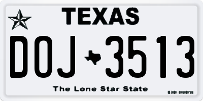TX license plate DOJ3513