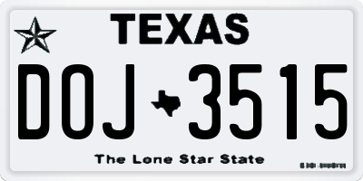 TX license plate DOJ3515