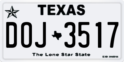 TX license plate DOJ3517