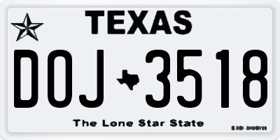 TX license plate DOJ3518